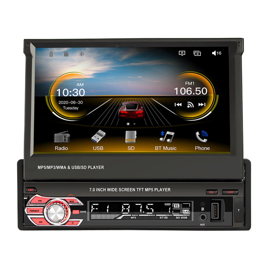 Single Din Car Stereo with Bluetooth Backup Camera 7Inch Flip Out Touch Screen Car Radio MP5 Player G269