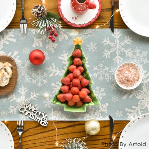 Navy Blue Snowflakes Christmas Table Runner 13x72 Inch Q164417