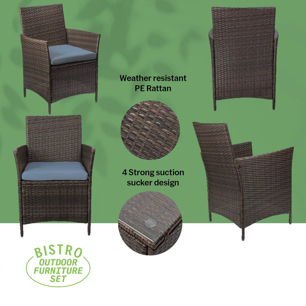 3 Piece Rattan Outdoor Furniture Set with Table U47186