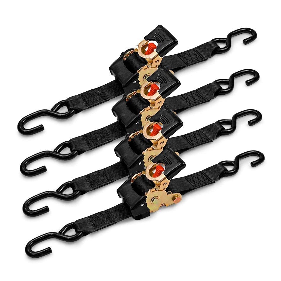 2 Pack Black Retractable Ratchet Straps B327