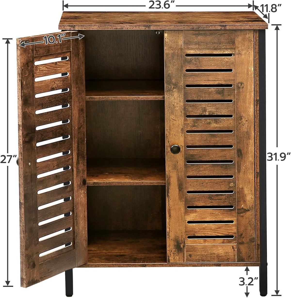 Rustic Brown Bathroom Cabinet with 2 Adjustable Shelves V4373