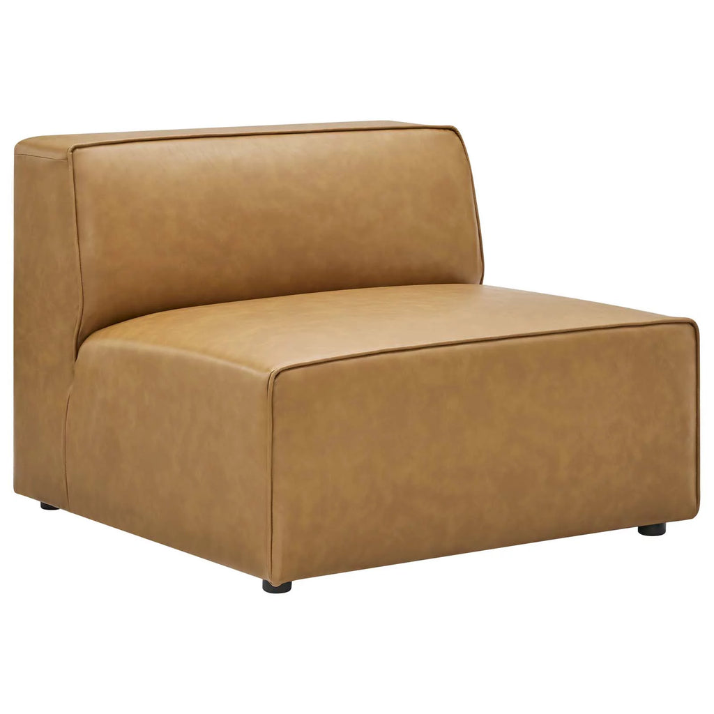 Tan Vegan Leather 7-Piece Sectional Sofa H571
