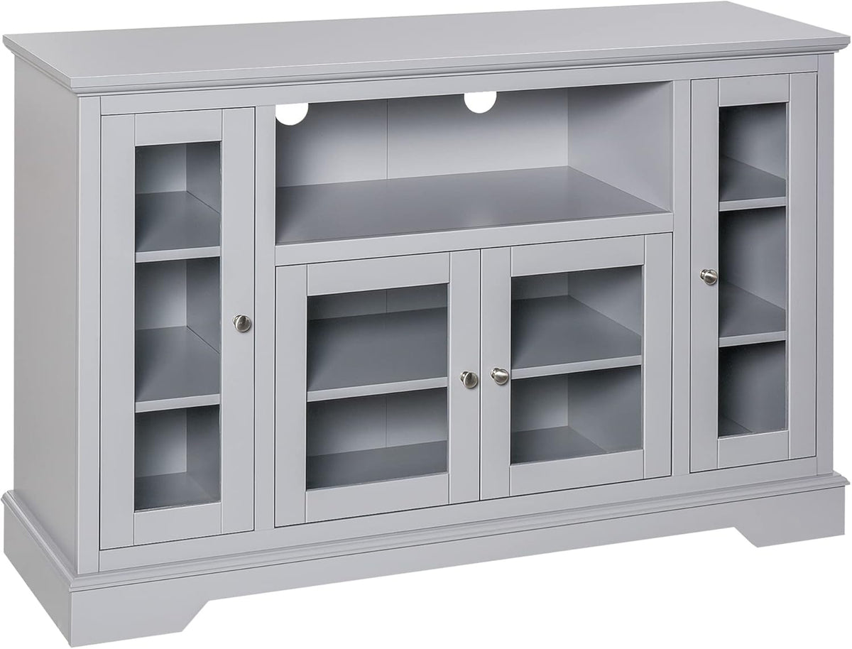 Grey Sideboard Console Table Storage Cabinet with Glass Doors A883