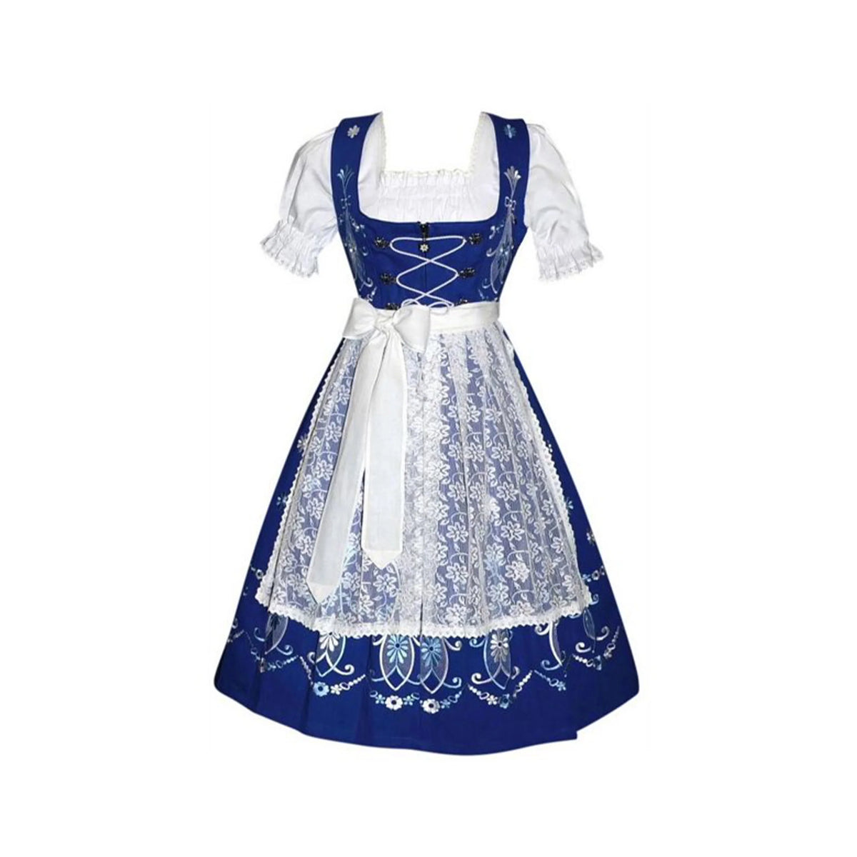 Blue Cotton 3 Piece Dirndl Dress A101406