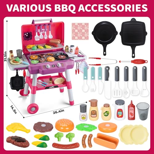 Kids BBQ Grill Playset with Smoke Sound Light U352475