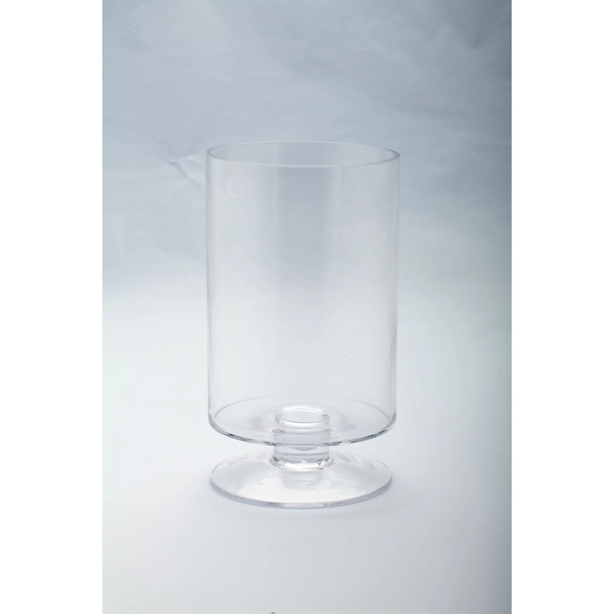 11” Cylindrical Handblown Glass Pillar Candle Holder with Pedestal H92366