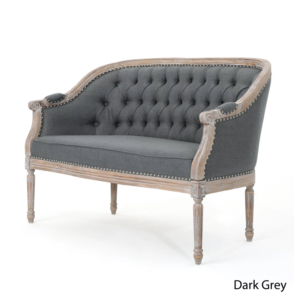 Dark Gray Fabric Loveseat W7626
