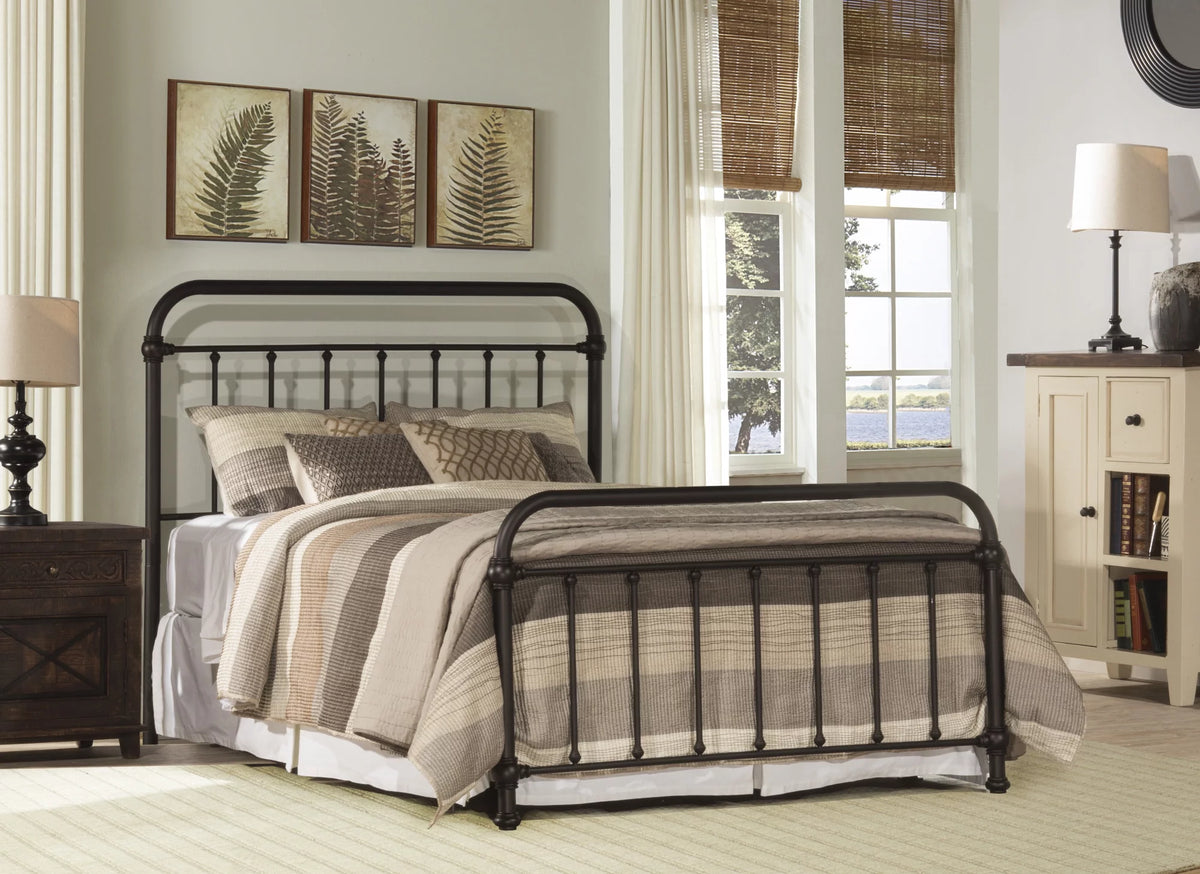 Classic Metal King Bed with Frame Dark Bronze O649568