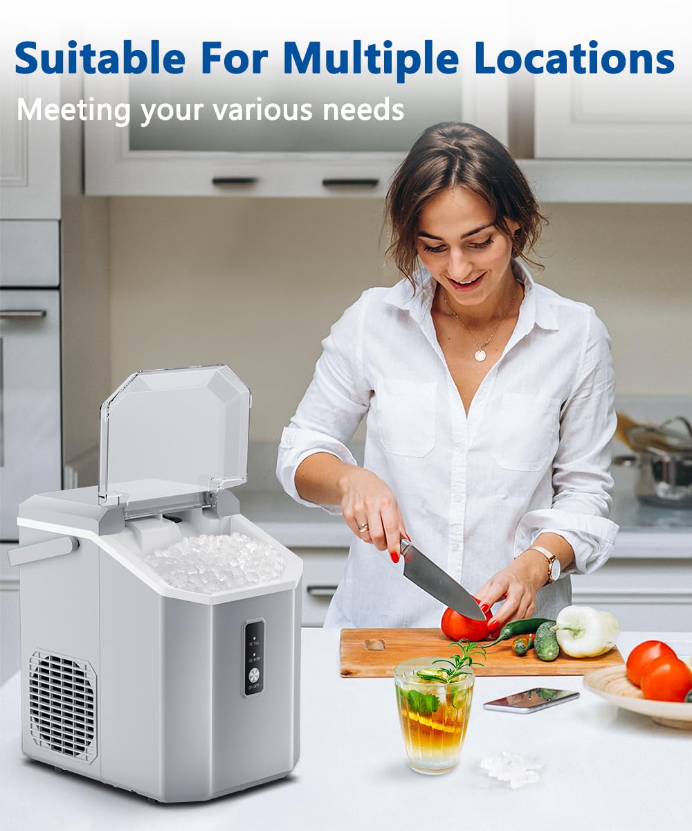 Portable Nugget Ice Maker with Handle, Ice Scoop and Basket F61762