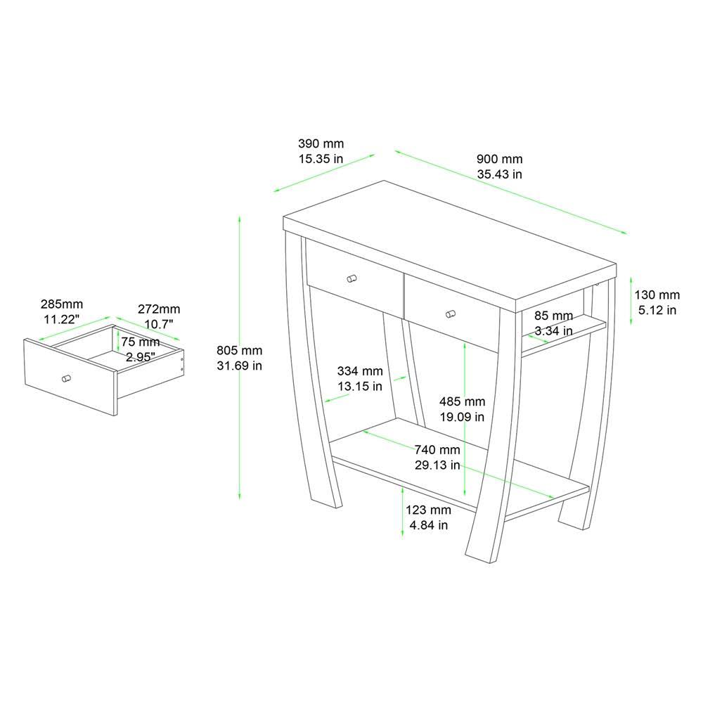 Walnut Brown 2-Drawer Console Table W26300