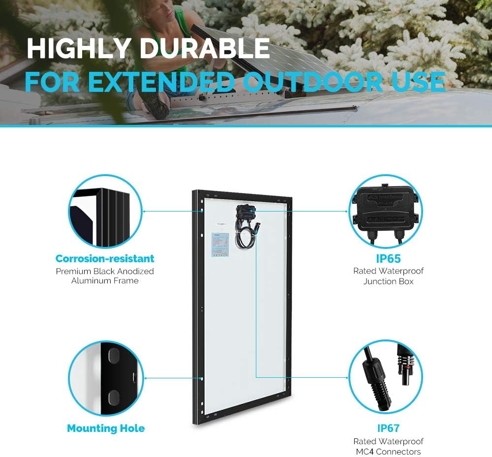 100 Watt 12 Volt Monocrystalline Solar Panel X8061