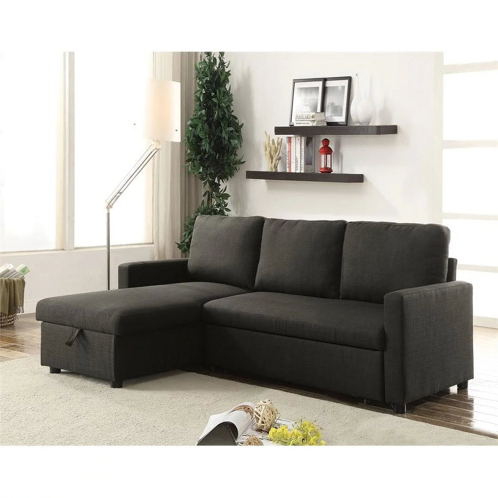 Charcoal Linen Sleeper Sectional Sofa X9383