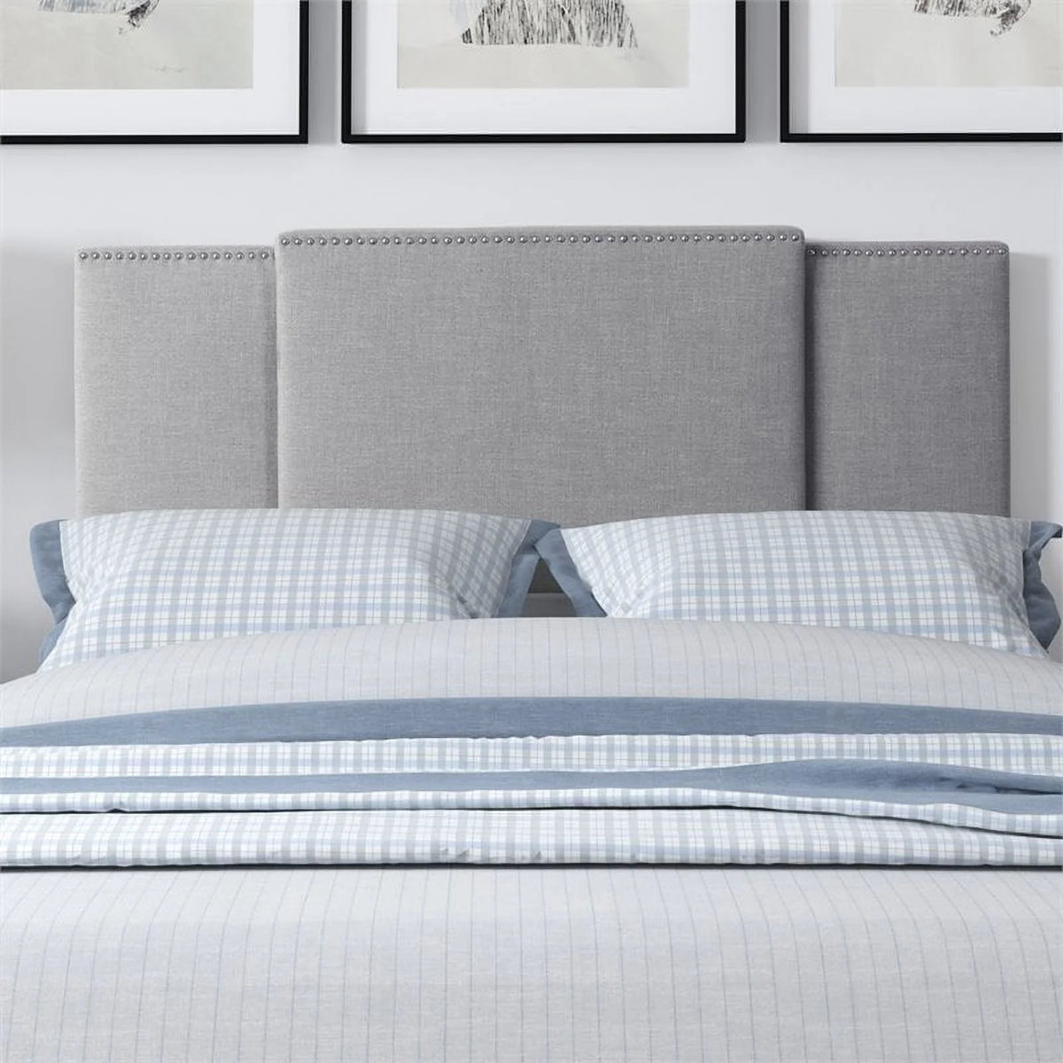 Light Gray Upholstered Fabric Panel Headboard F841962