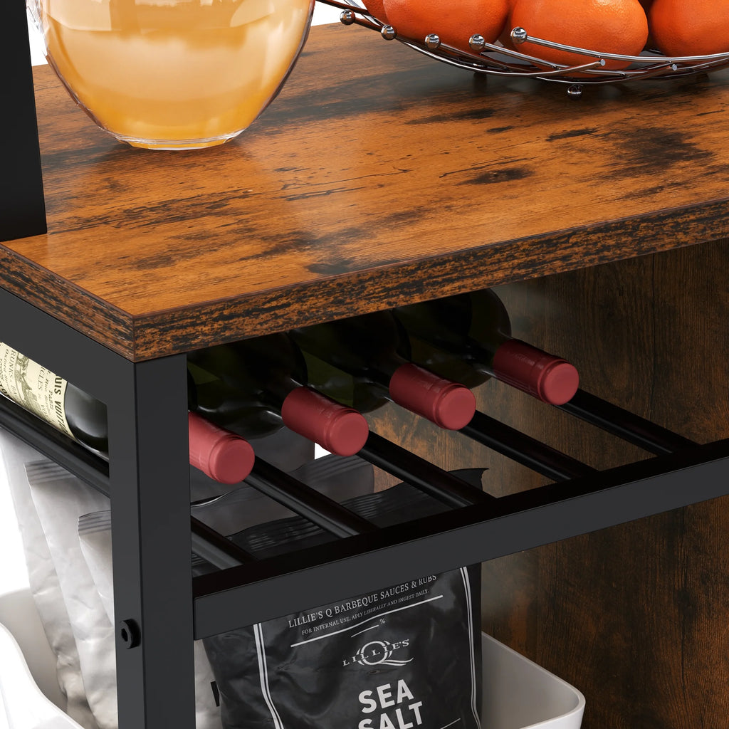 6-Tier Kitchen Microwave Oven Stand with Storage Cabinet and Wine Shelf A5225