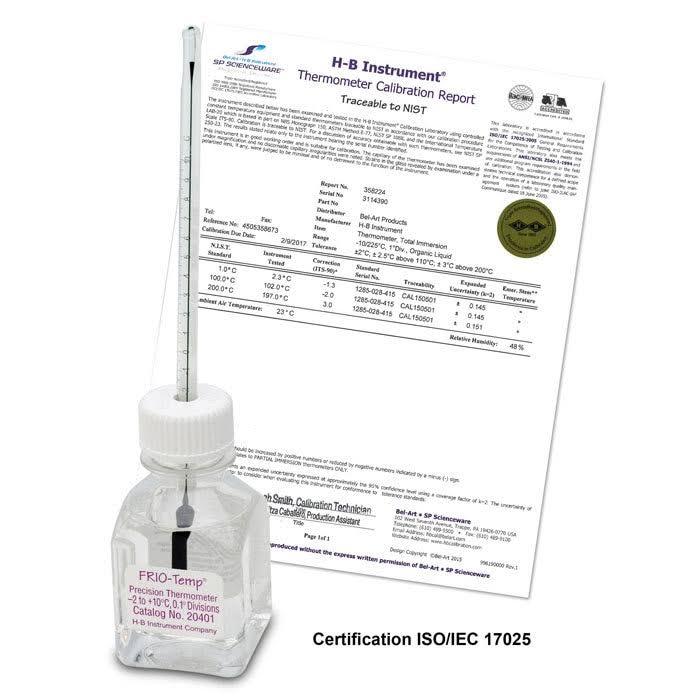 Oven Verification Thermometer with Calibration Report; 95 to 115C L60399