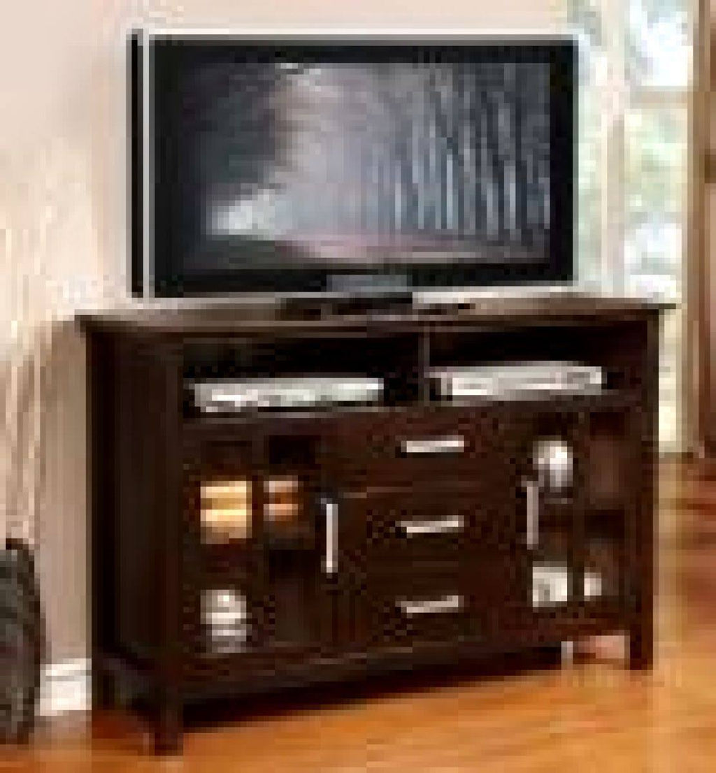Dark Walnut Brown Tall TV Media Stand A381