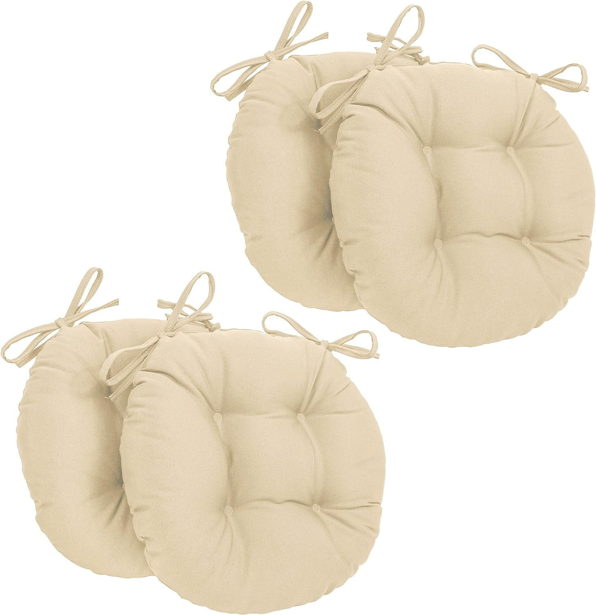 16-Inch Twill Round Chair Cushion, Natural 4 Count L61348
