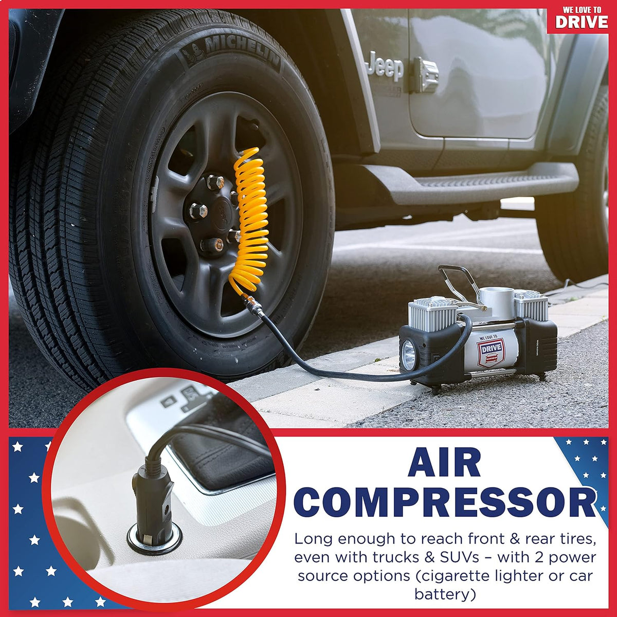 12V DC Portable Air Compressor Tire Inflator with 150 PSI Gauge & Carry Case B198013