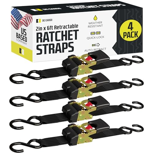 2 Pack Black Retractable Ratchet Straps B327