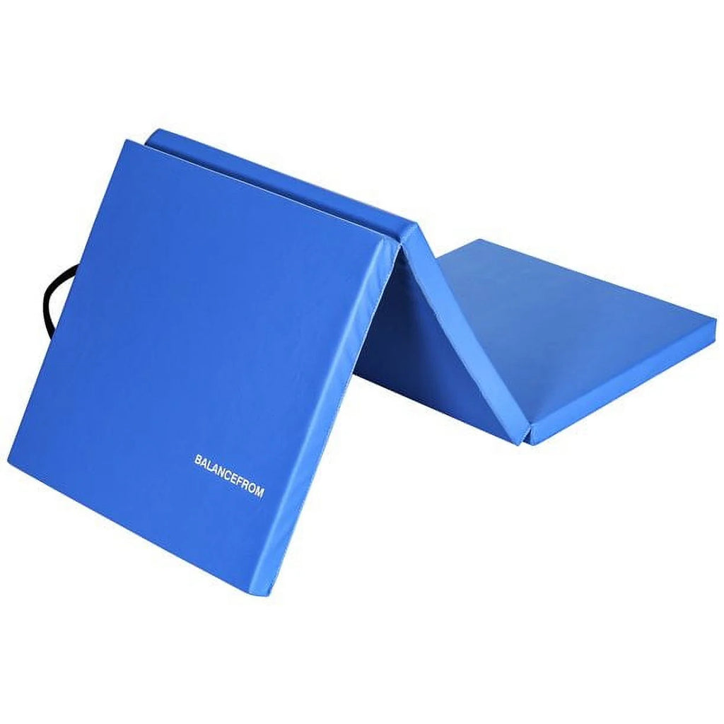 6 Ft. x 2 Ft. x 2 In. Three Fold Folding Exercise Mat with Carrying Handles, Black X273389