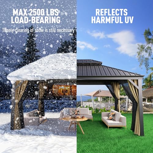 10' x 12' Aluminum Gazebo with Mosquito Net and Privacy Sidewalls O311