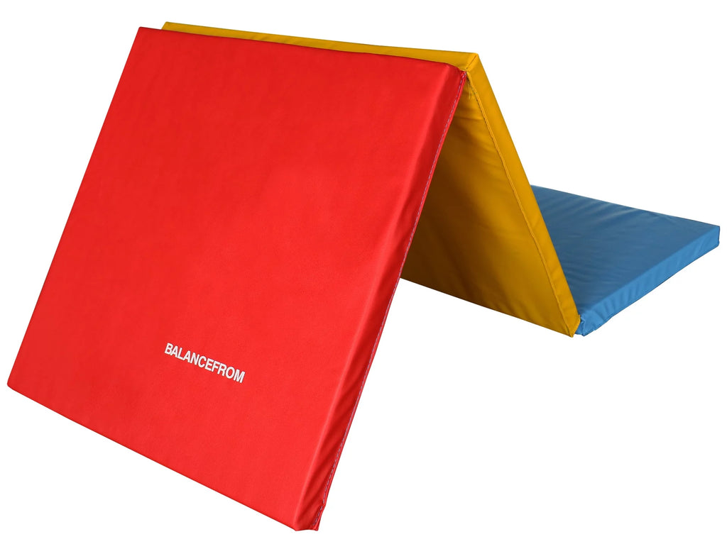 6 Ft. x 2 Ft. x 2 In. Three Fold Folding Exercise Mat with Carrying Handles, Black X273389