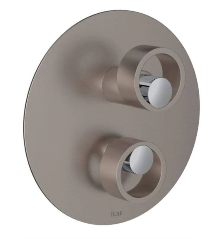 Satin Nickel and Polished Chrome Pressure Balance Trim with Diverter with Circular Handle W5699