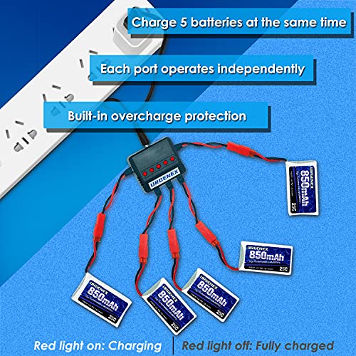 3.7V 850mah Rechargeable Lipo with JST Plug X5 Charger N238054