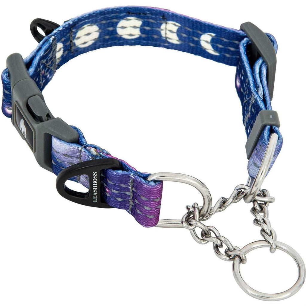 Patterned Reflective Chain Martingale Dog Collar R285