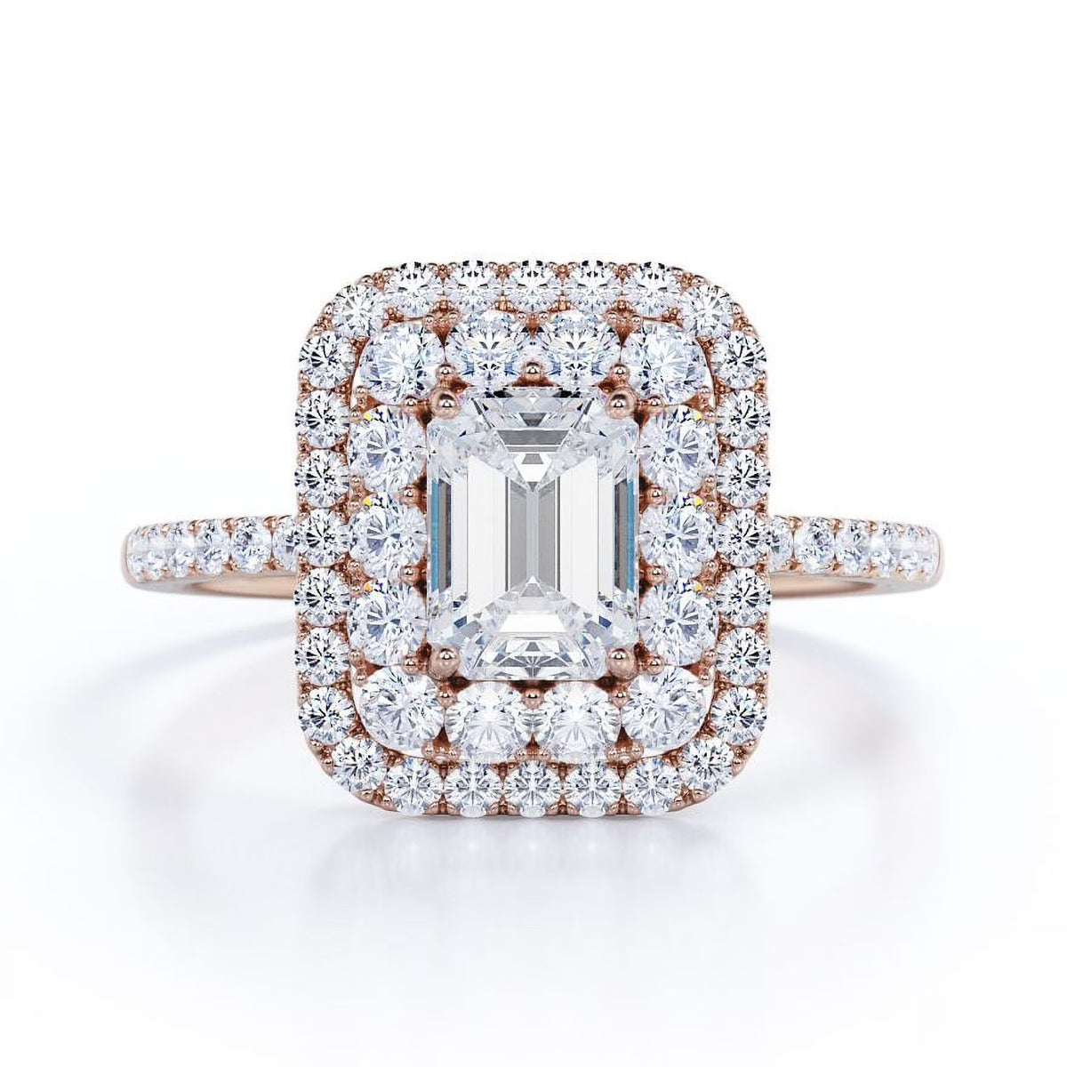 18K Rose Gold Plating over Silver Emerald Cut Engagement Ring Y16233