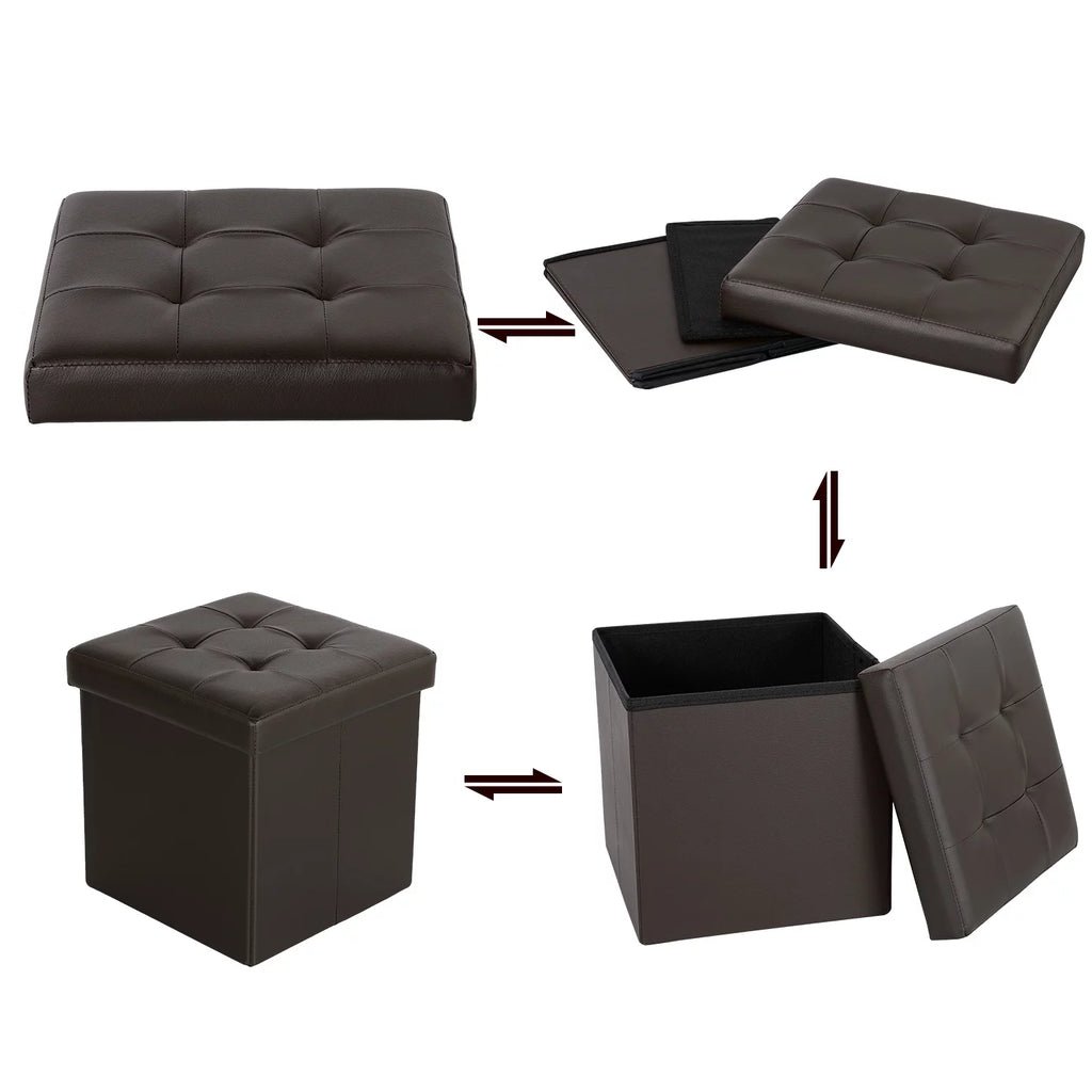 12.6" Pack of 2 Brown Storage Ottoman Cube I403760