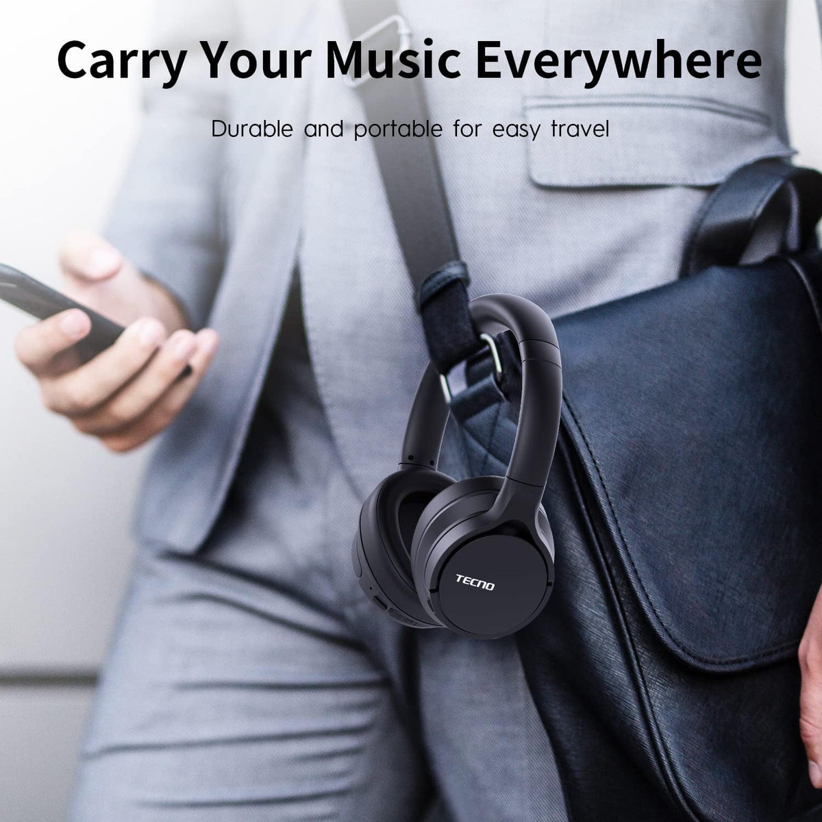 Wireless Over Ear Bluetooth Headphones with Microphone and Portable Case O349704