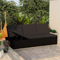 Black Poly Rattan Convertible Sun Bed with Cushion R776
