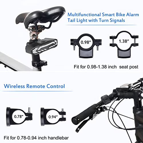 Smart Bike Tail Light with Turn Signals, Remote Control Rear Light USB Rechargeable IP65 Waterproof Z206
