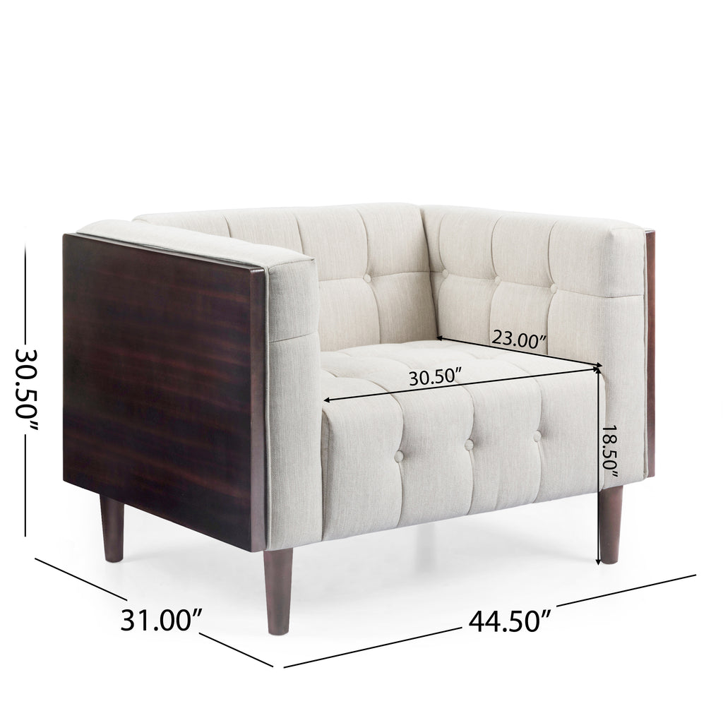 Beige and Brown Fabric Tufted 3 Piece Sofa Set F825