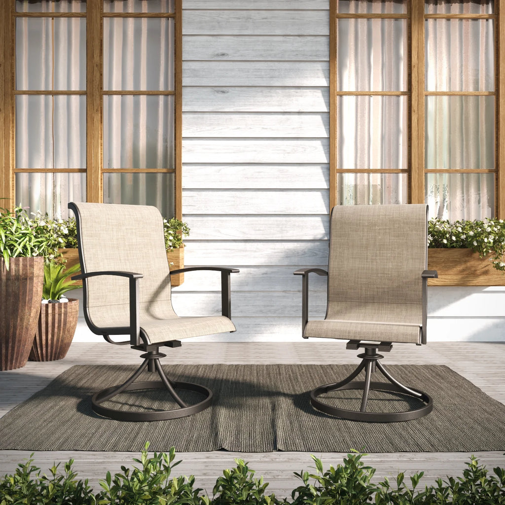 Outdoor Swivel Rocking Chairs Set of 2 Metal Frame A837