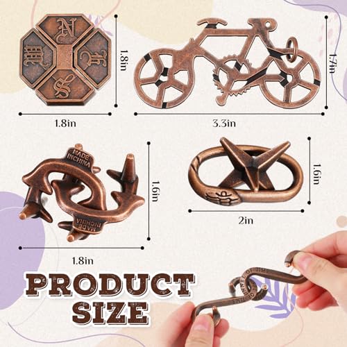 24 Pcs Metal Brain Teaser Puzzles T4644