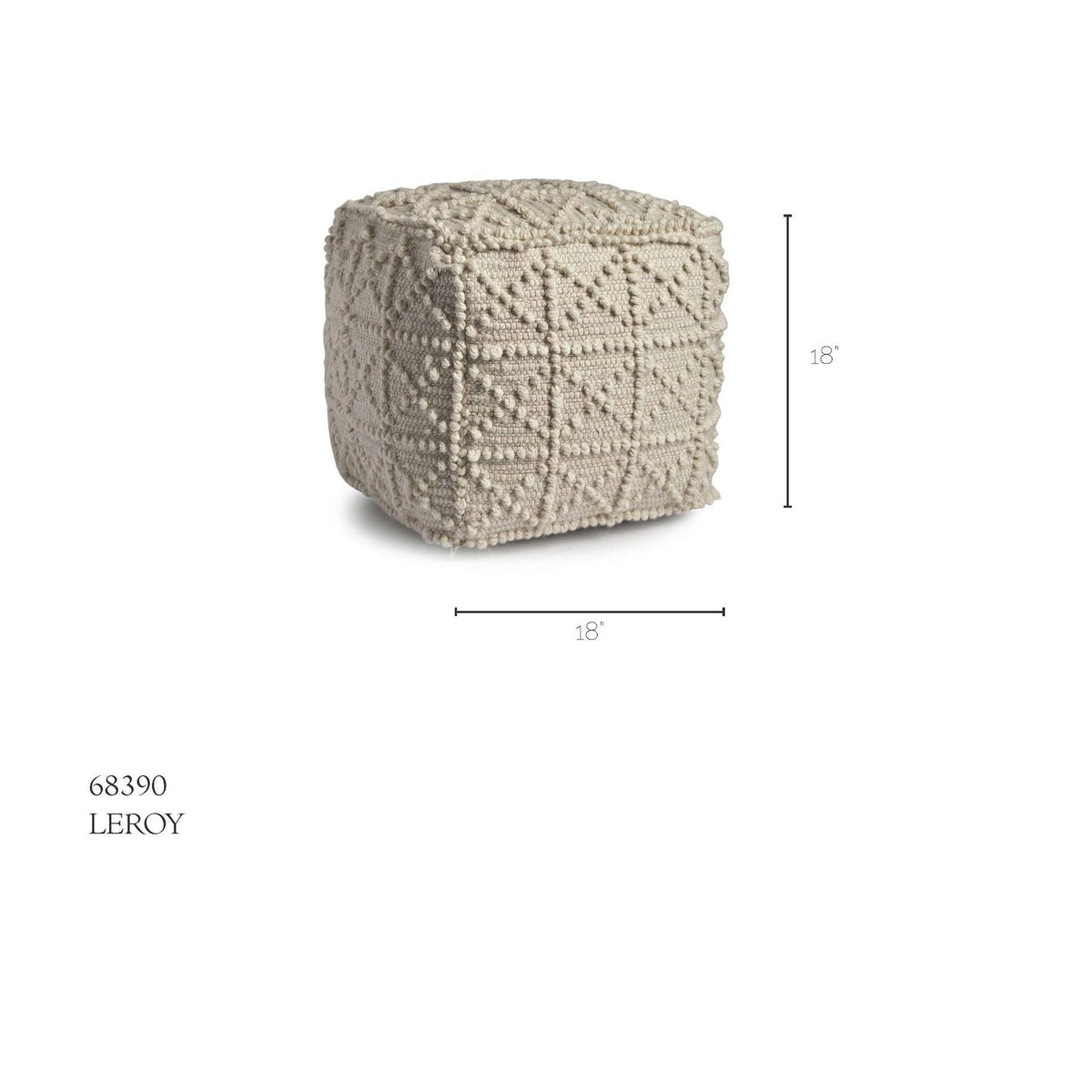 Ivory Wool Square Pouf X377617