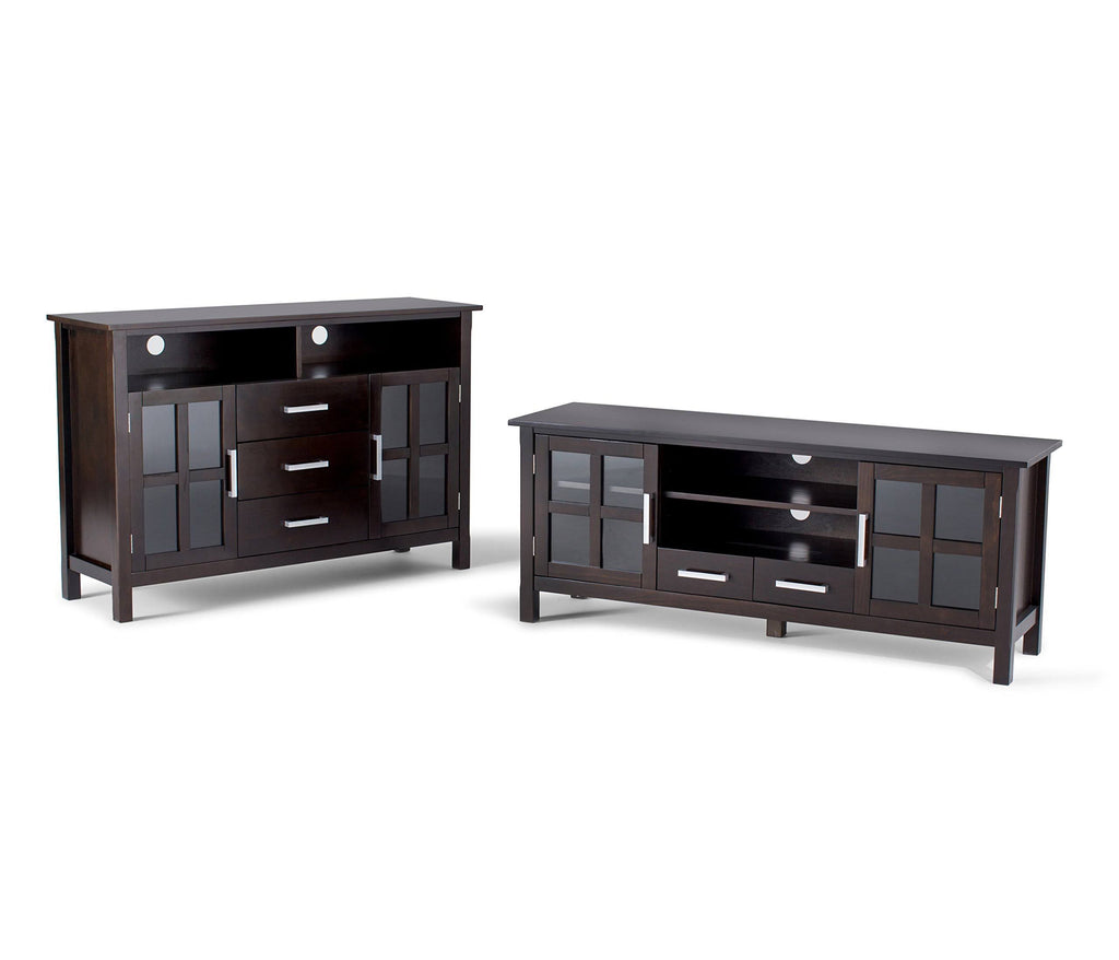 Dark Walnut Brown Tall TV Media Stand A381