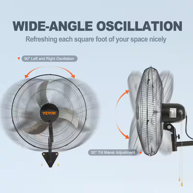 20 in. 3-Speed Oscillating Wall Mount Fan B746845