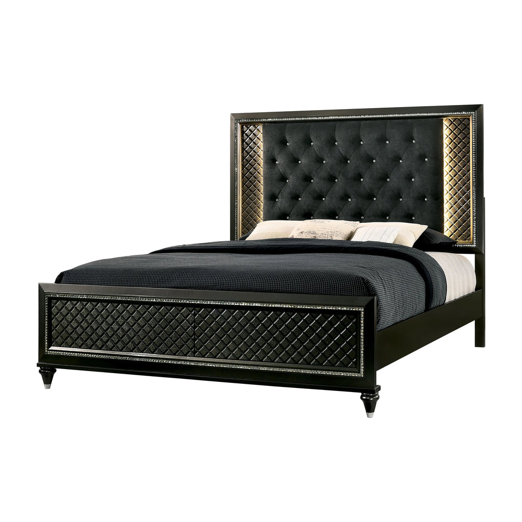 Eastern King Metallic Gray and Black Bed L668