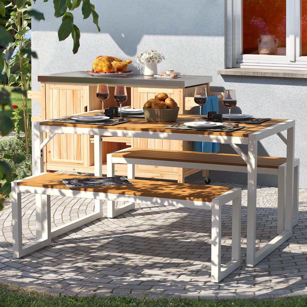 3 Pieces Patio Dining Table Set Y854915