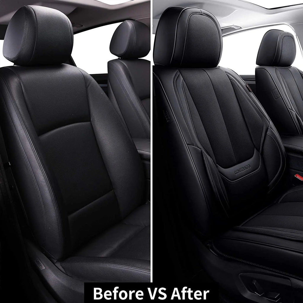 Black Waterproof Leather 6 Pieces Auto Seat Protectors X48500