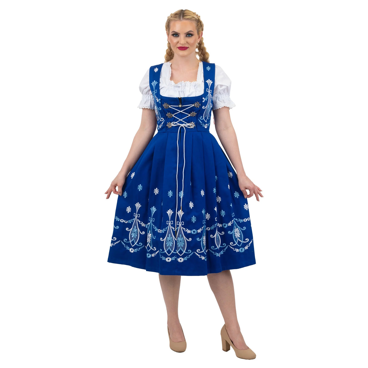 Blue Cotton 3 Piece Dirndl Dress A101406