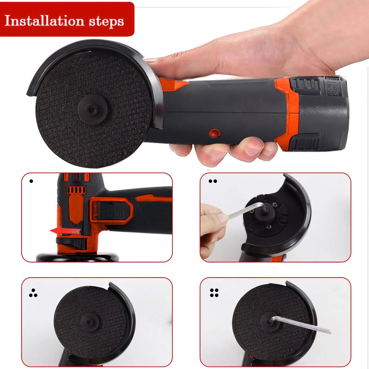 12V Cordless Angle Grinder Kit 3 Inch 19500 rpm with 2 1300mAh Lithium-Ion Battery W697