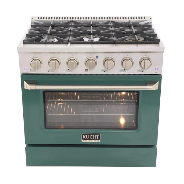 36 Pro-Style Natural Gas Dual Fuel Range with 4 Burners in Green W13219