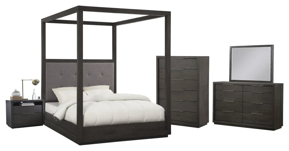5 Piece Cal King Canopy Bedroom Set T9096