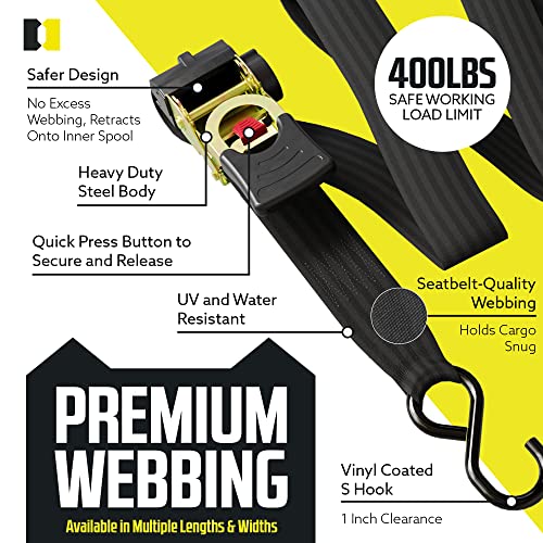 2 Pack Black Retractable Ratchet Straps B327