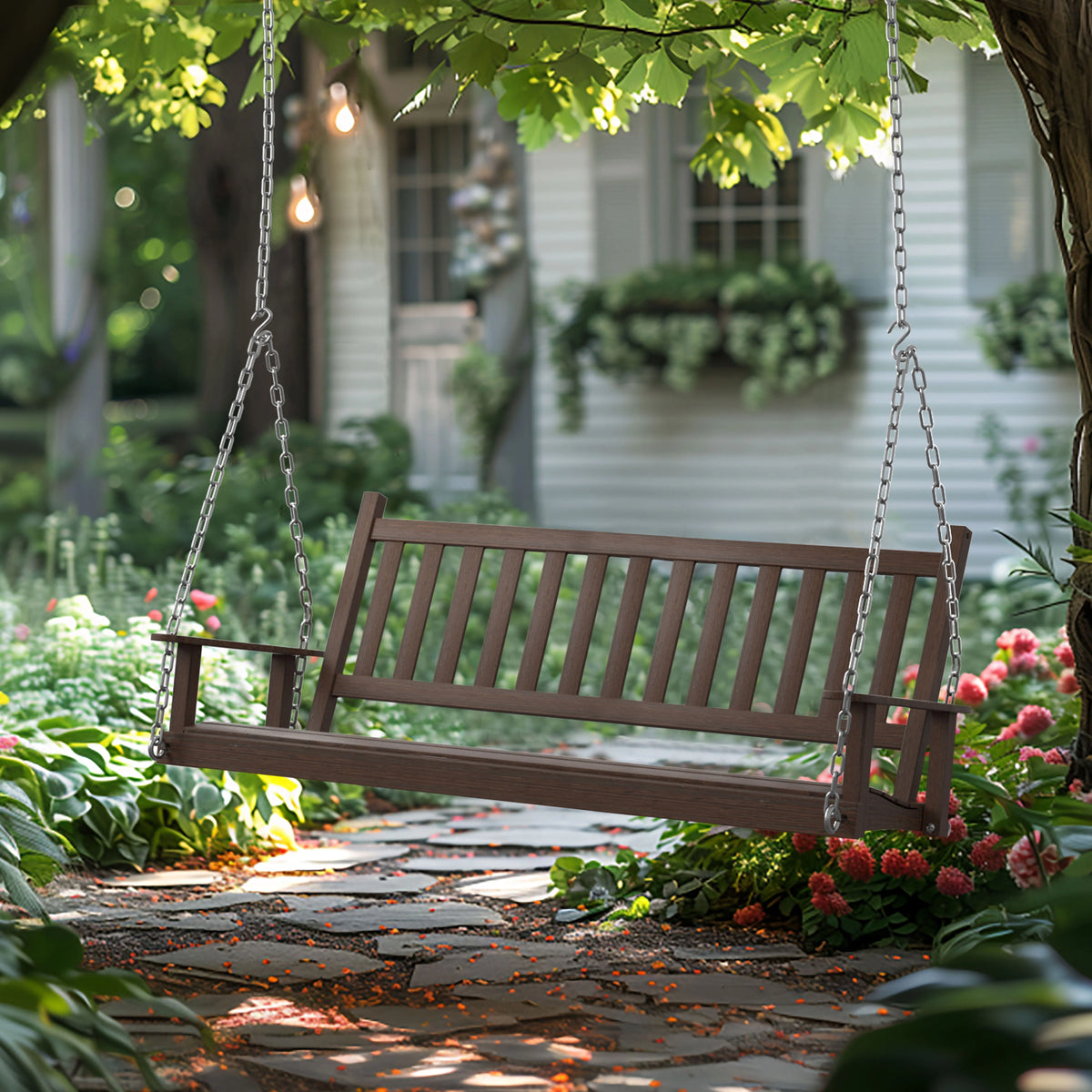 2-Seat Hanging Wooden Porch Swing I747038