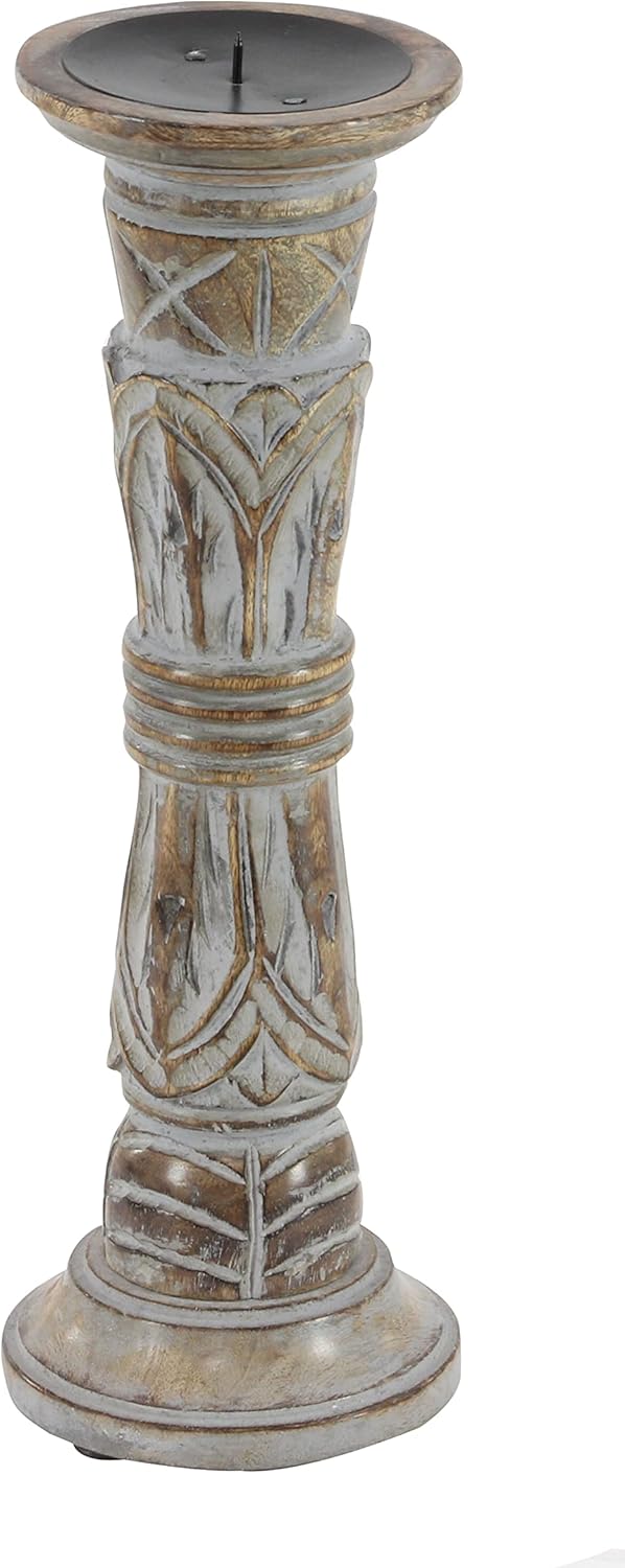 Set of 3 Wooden Candle Holder L39274